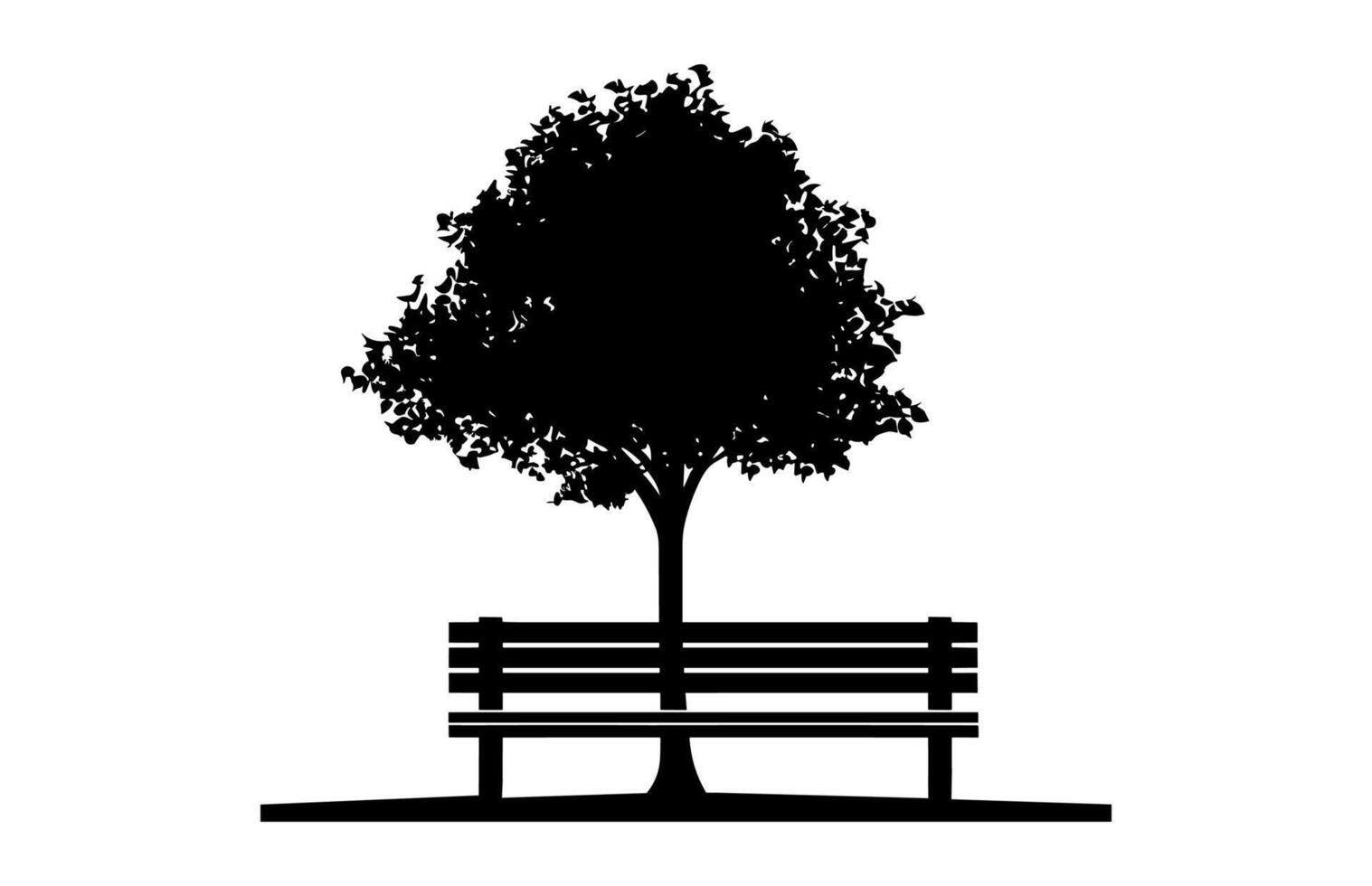 Bench with a Tree Silhouette Clipart vector