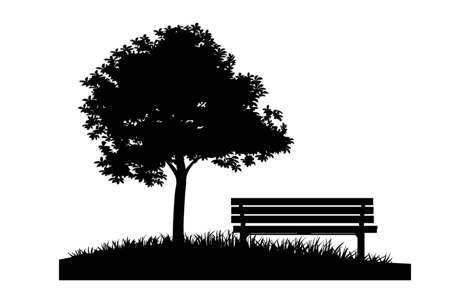 Bench with a Tree Silhouette Clipart vector