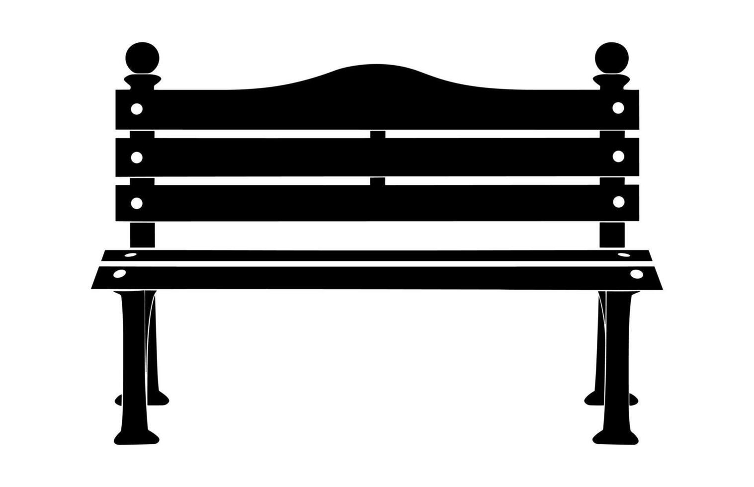 Garden Bench Silhouette isolated on a white background, A Wooden bench black Clipart vector