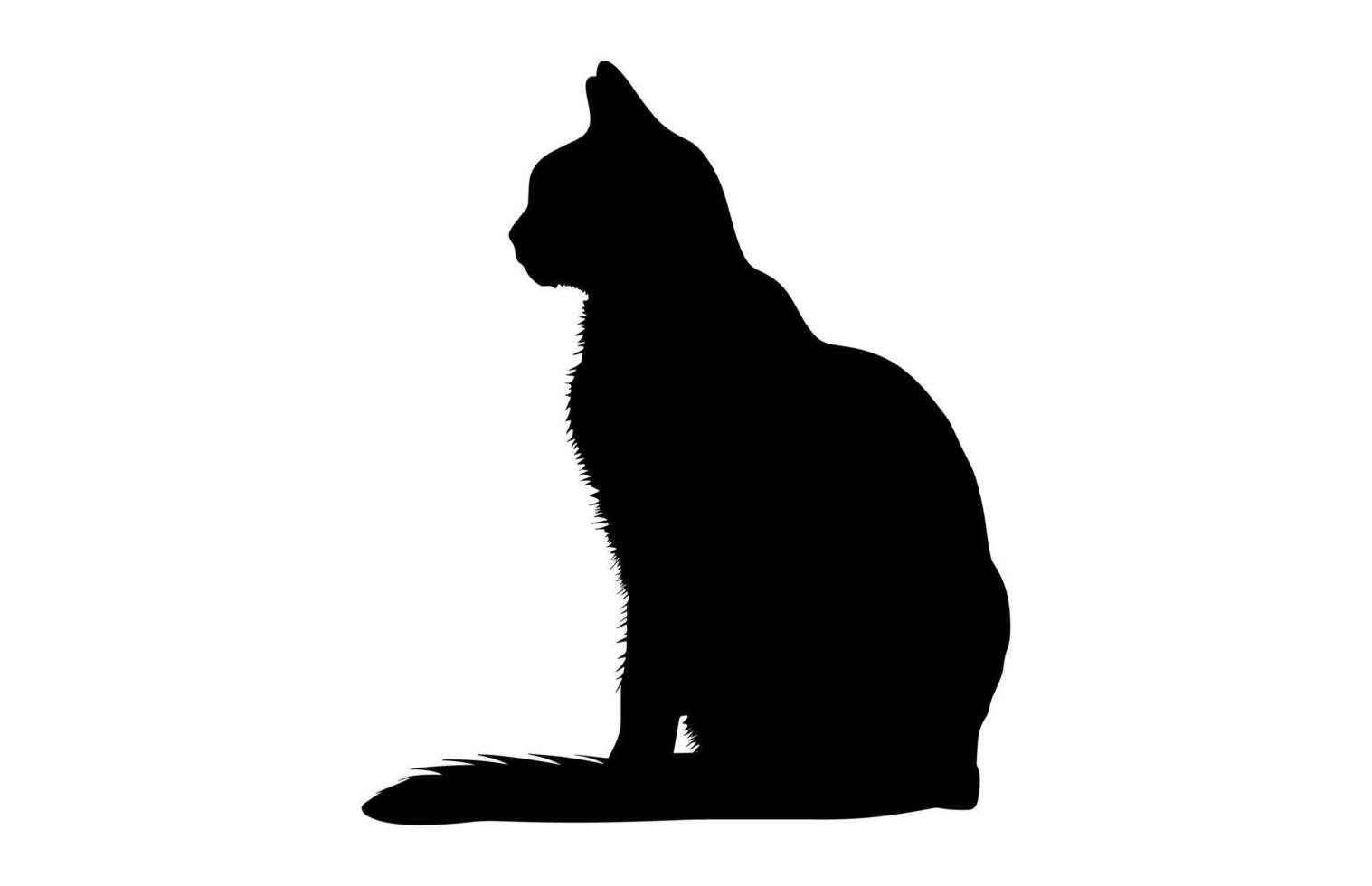 Summer Cat Silhouette Clipart isolated on a white background vector