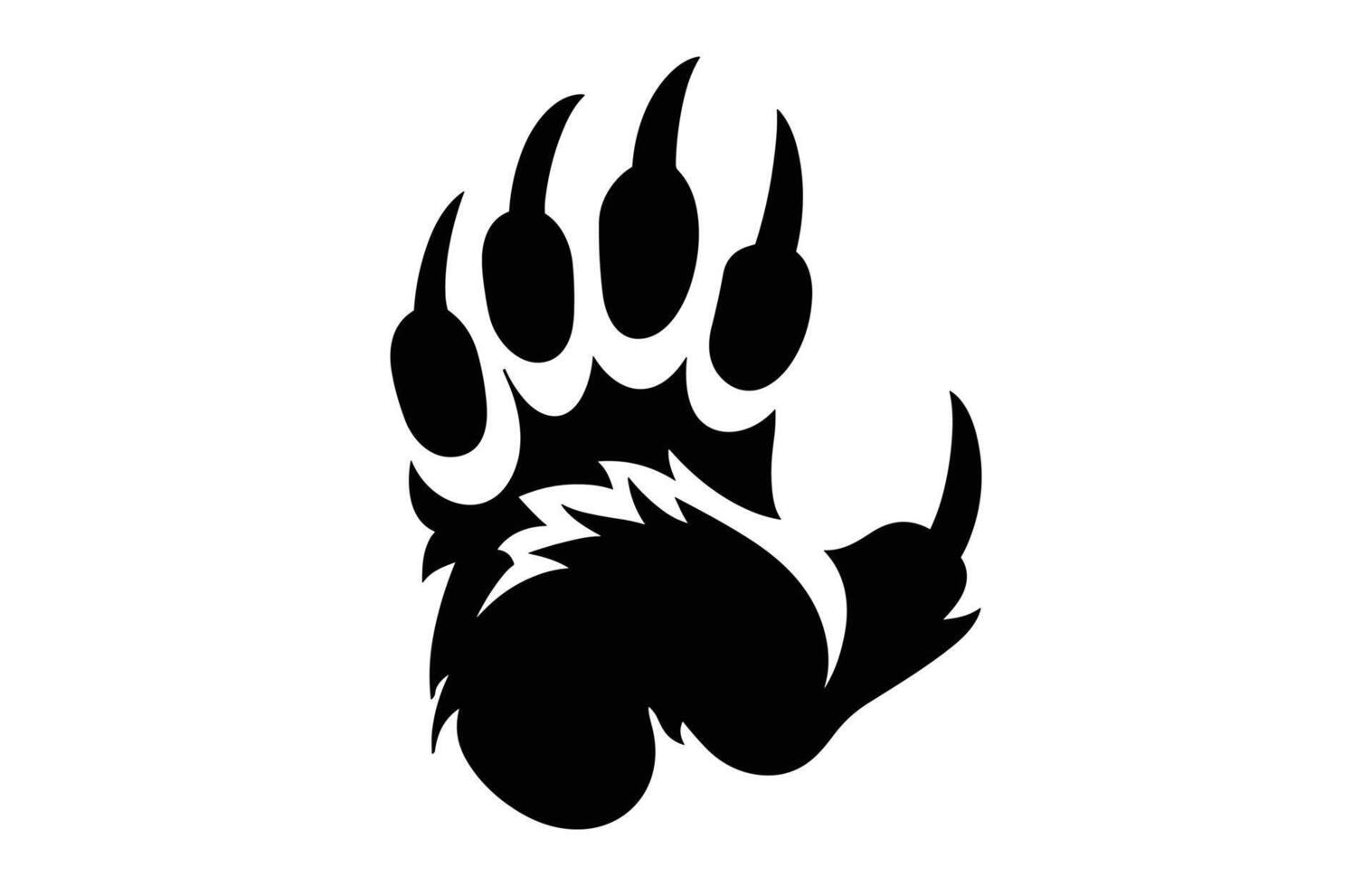 American Bear Claw Silhouette Clipart, Bear Paw black Silhouette isolated on a white background vector