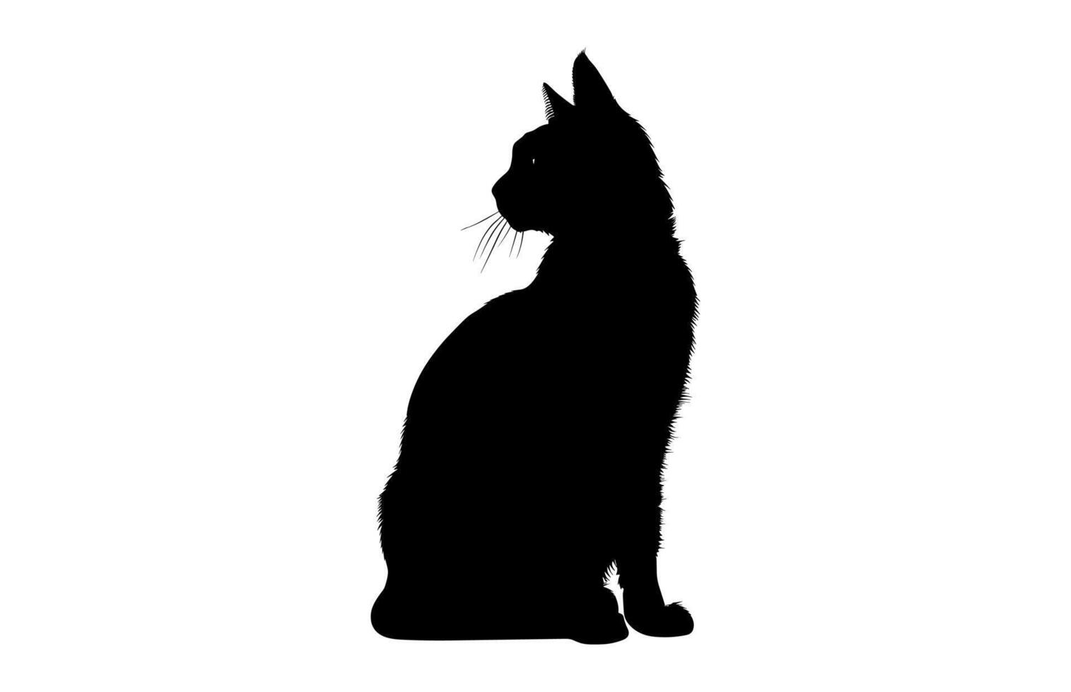 Summer Cat Silhouette Clipart isolated on a white background vector