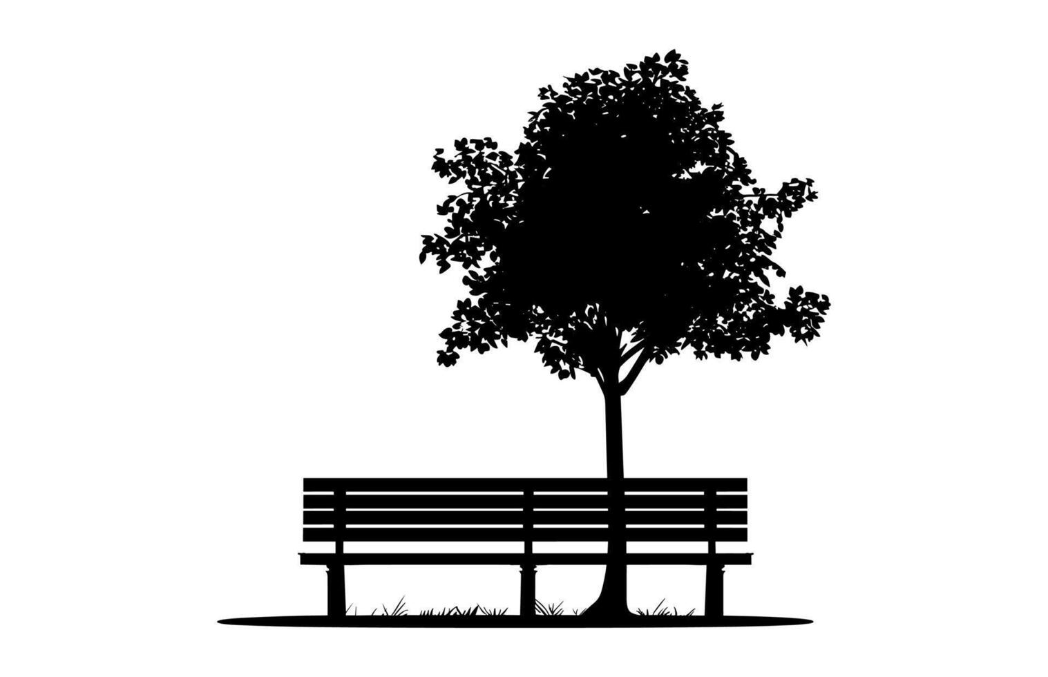 Bench and Tree Silhouette black Clip art vector