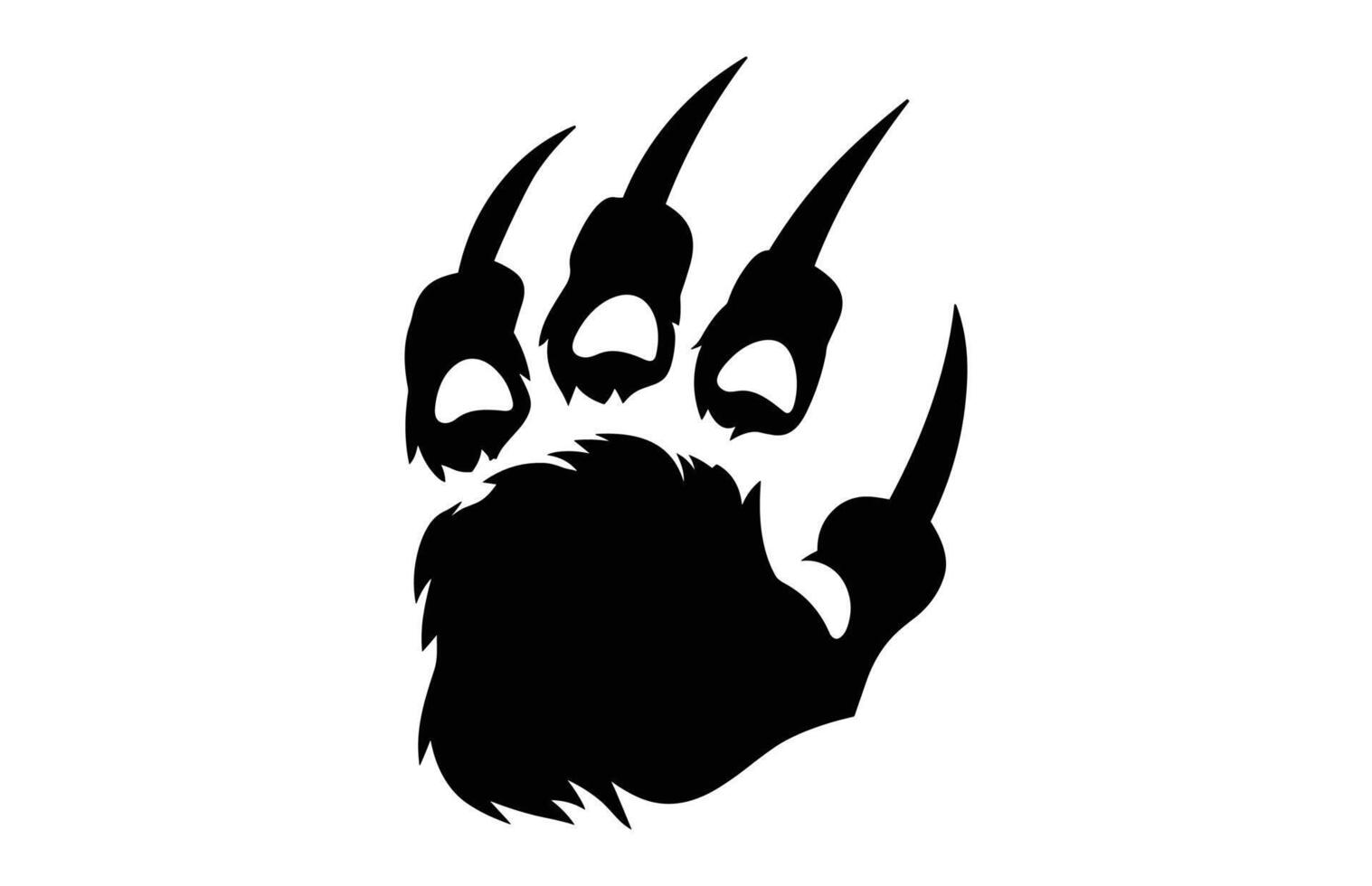 American Bear Claw Silhouette Clipart, Bear Paw black Silhouette vector