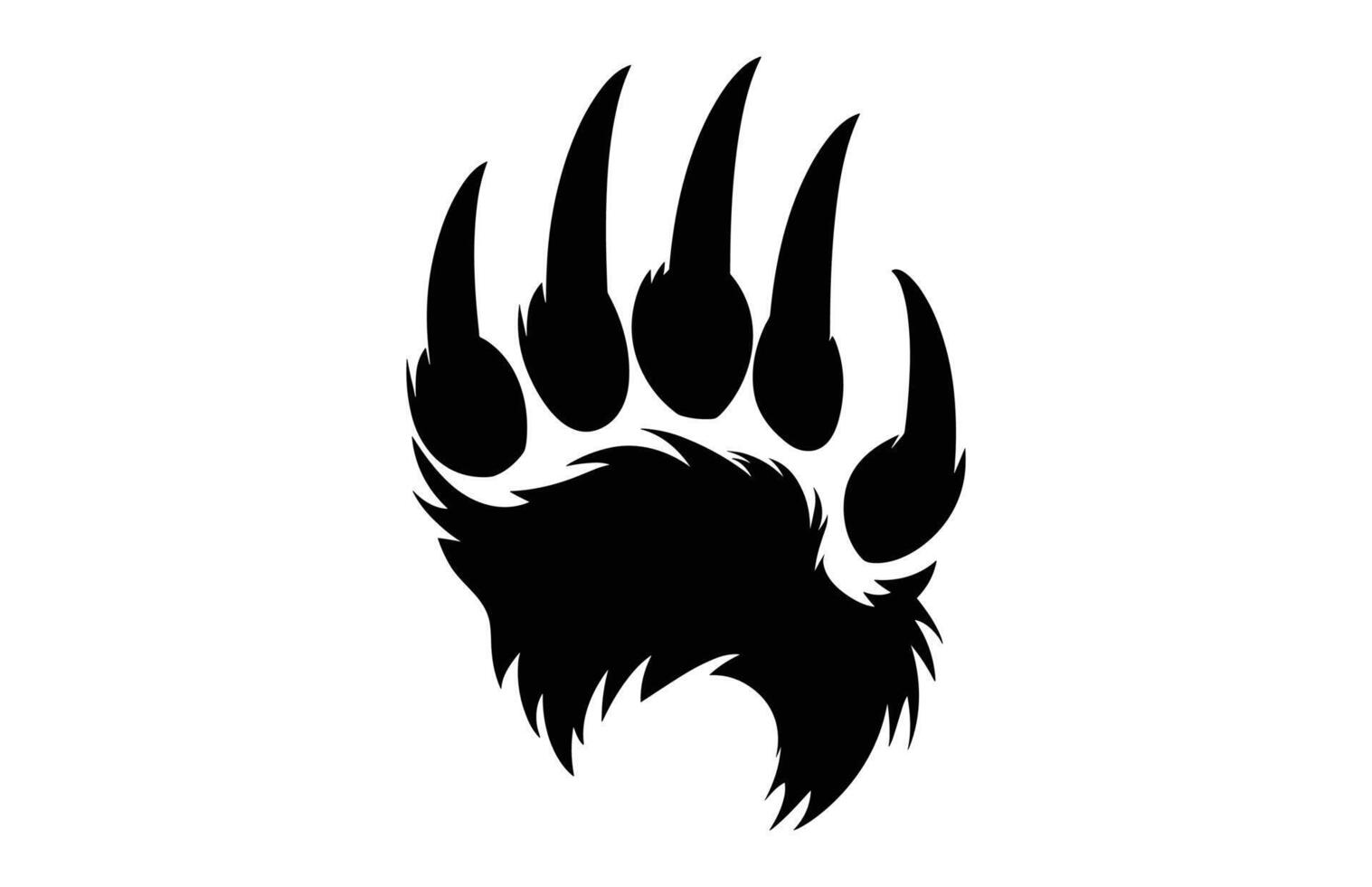 American Bear Claw Clipart black Silhouette isolated on a white background vector