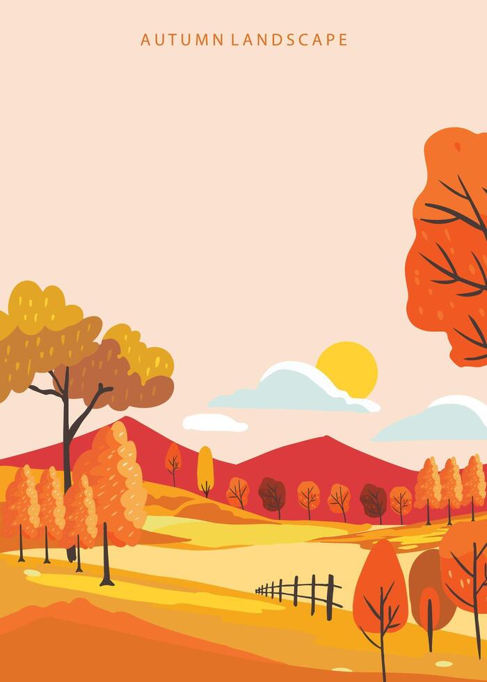 autumn background with beautiful natural scene for a4 vertical design vector