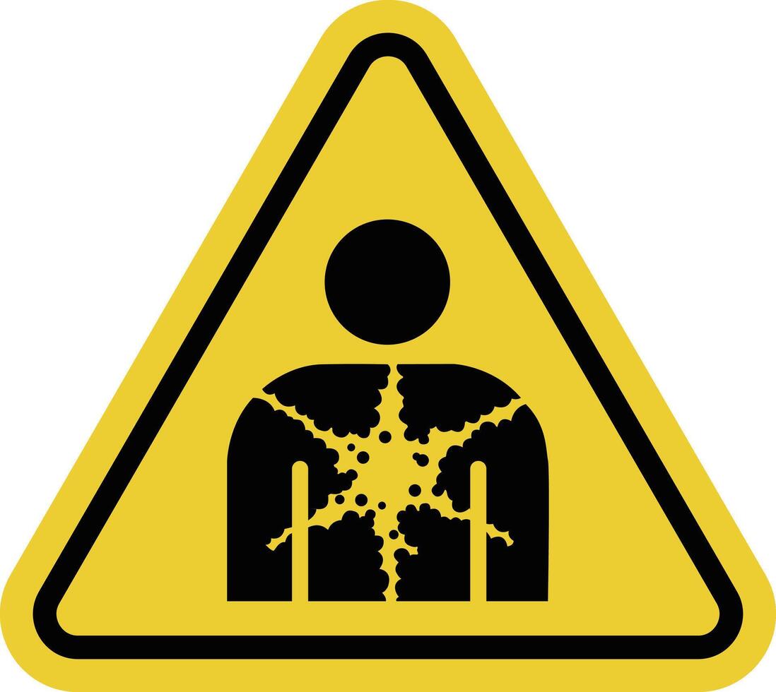 Substances hazardous to health sign. Substances that pose a health hazard. Observe safety measures at industrial facilities, laboratories, and chemical plants. Warning yellow triangular road sign. vector