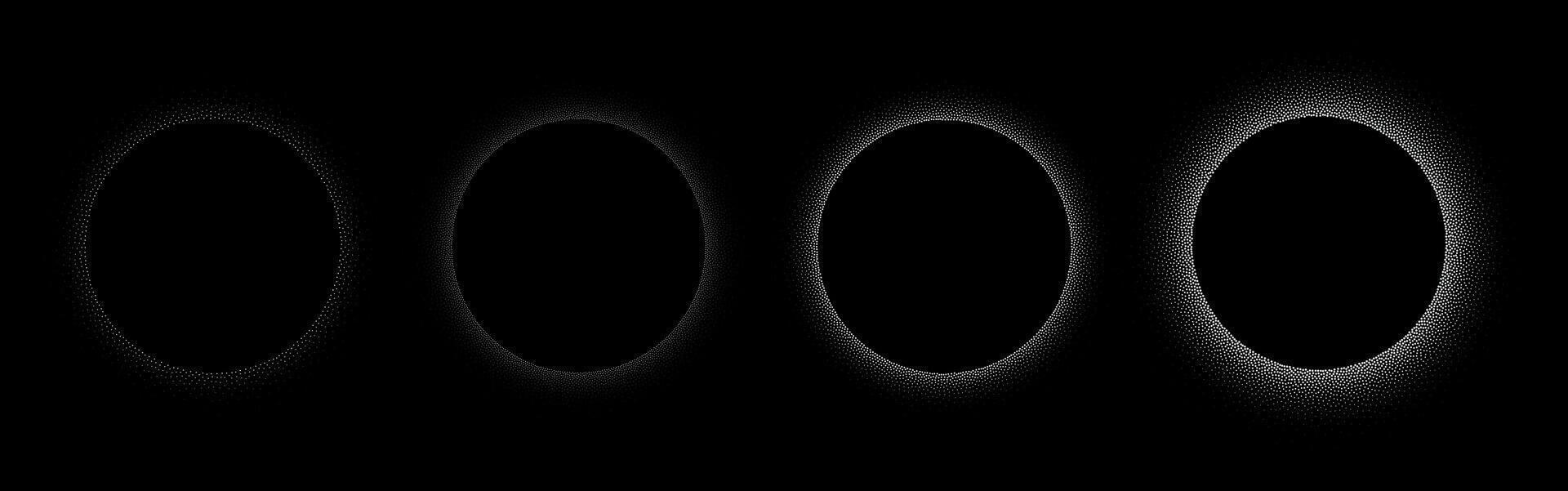 Set of stippling round frames. dotted circles vector