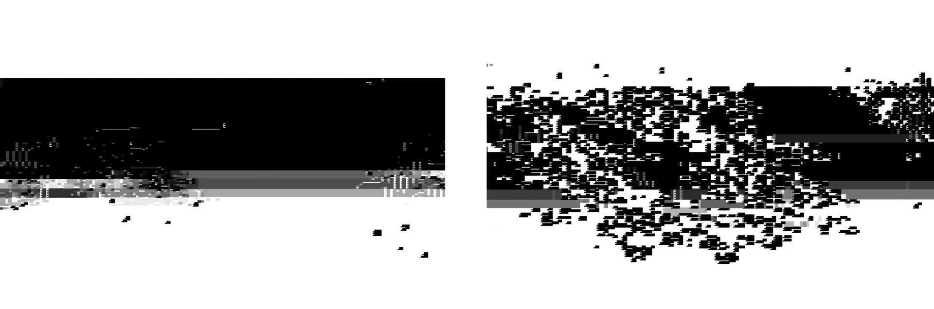 Trendy glitch pattern on dark background. Abstract geometric elements vector