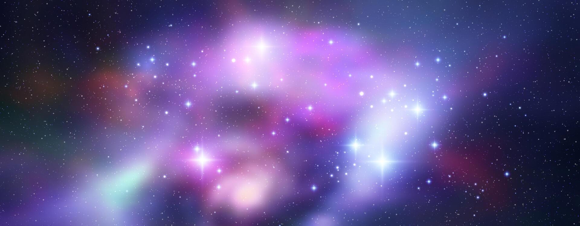 Space background with realistic nebula and shining stars. Magic colorful galaxy with stardust vector
