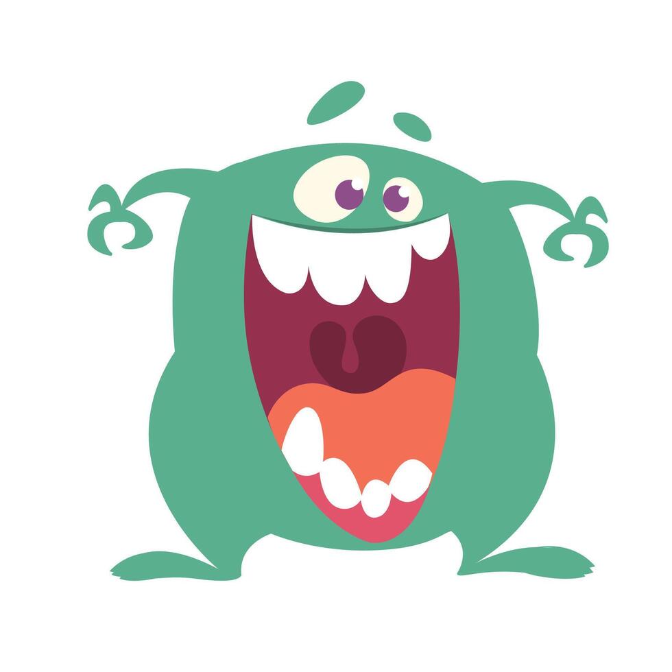 Funny cartoon monster character. Illustration of cute and happy alien creature for Halloween vector