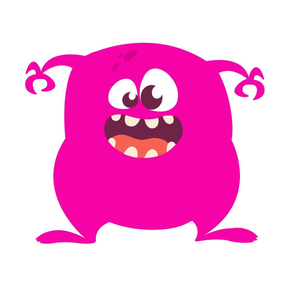 Funny cartoon monster character. Illustration of cute and happy alien creature for Halloween vector