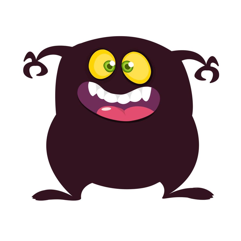 Funny cartoon monster character. Illustration of cute and happy alien creature for Halloween vector