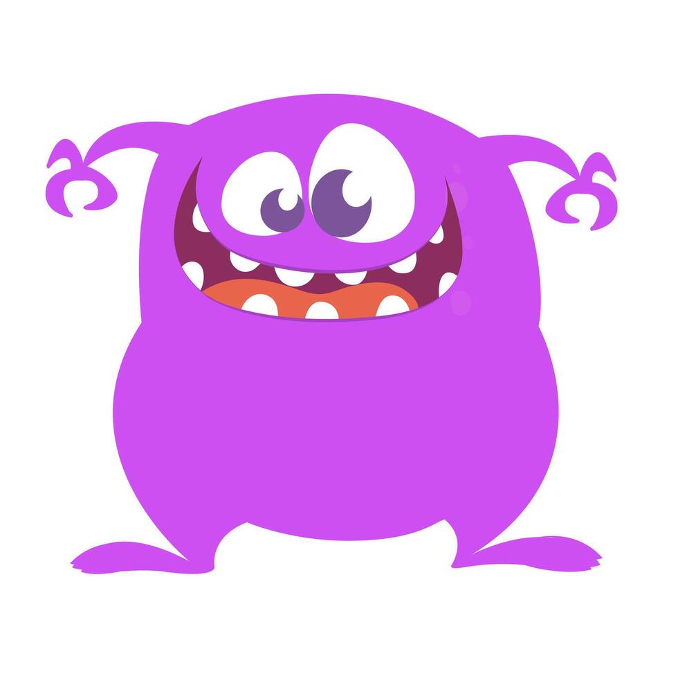 Funny cartoon monster character. Illustration of cute and happy alien creature for Halloween vector