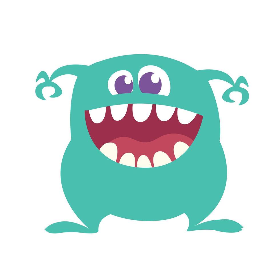 Funny cartoon monster character. Illustration of cute and happy alien creature for Halloween vector