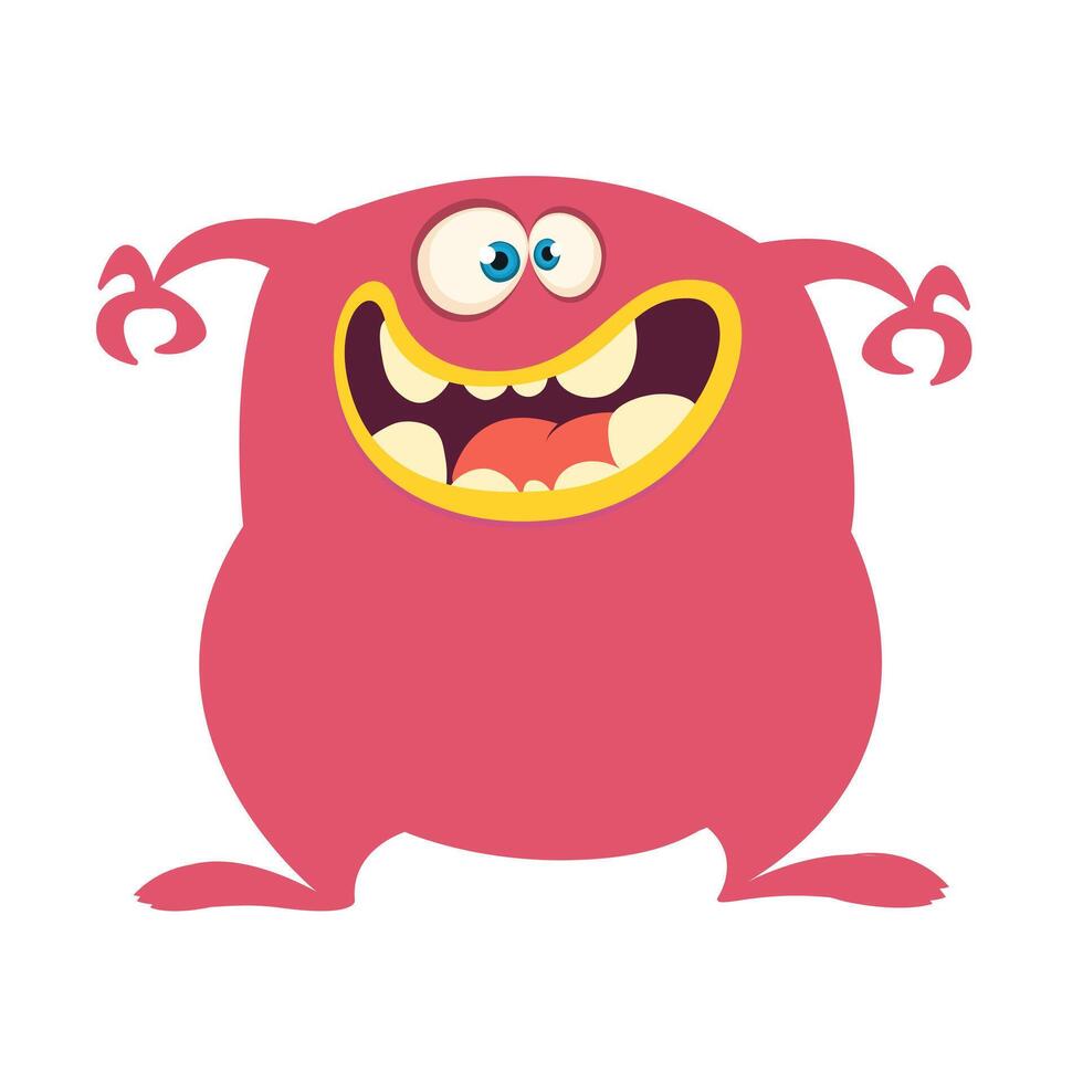 Funny cartoon monster character. Illustration of cute and happy alien creature for Halloween vector