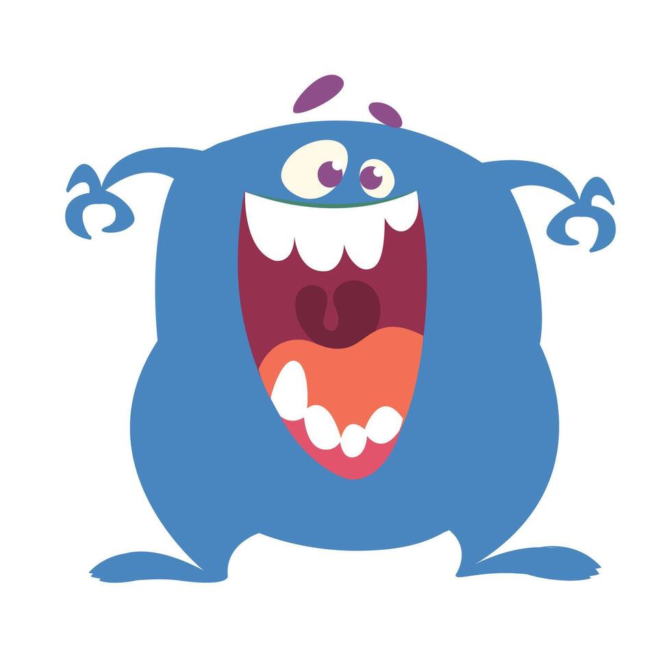 Funny cartoon monster character. Illustration of cute and happy alien creature for Halloween vector