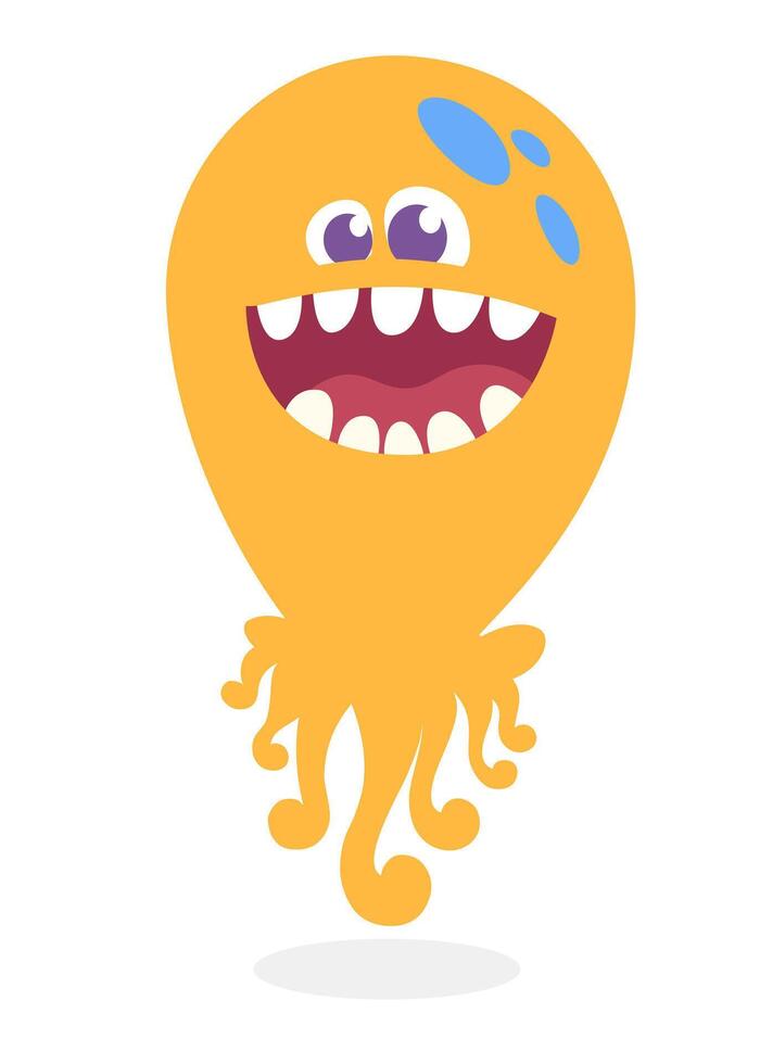 Funny cartoon monster character. Illustration of cute and happy alien creature for Halloween vector