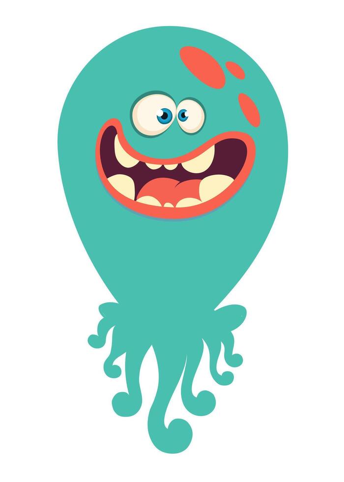 Funny cartoon monster character. Illustration of cute and happy alien creature for Halloween vector
