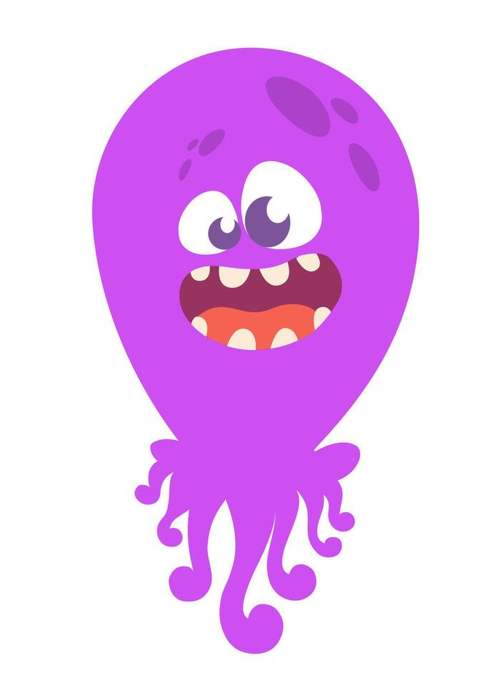 Funny cartoon monster character. Illustration of cute and happy alien creature for Halloween vector