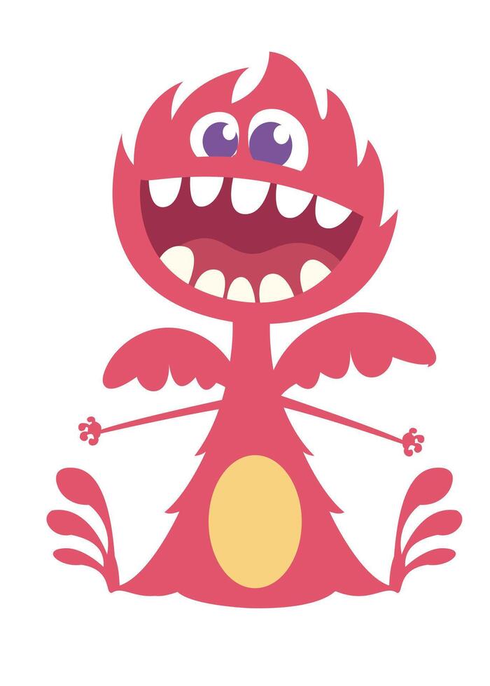 Funny cartoon monster character. Illustration of cute and happy alien creature for Halloween vector