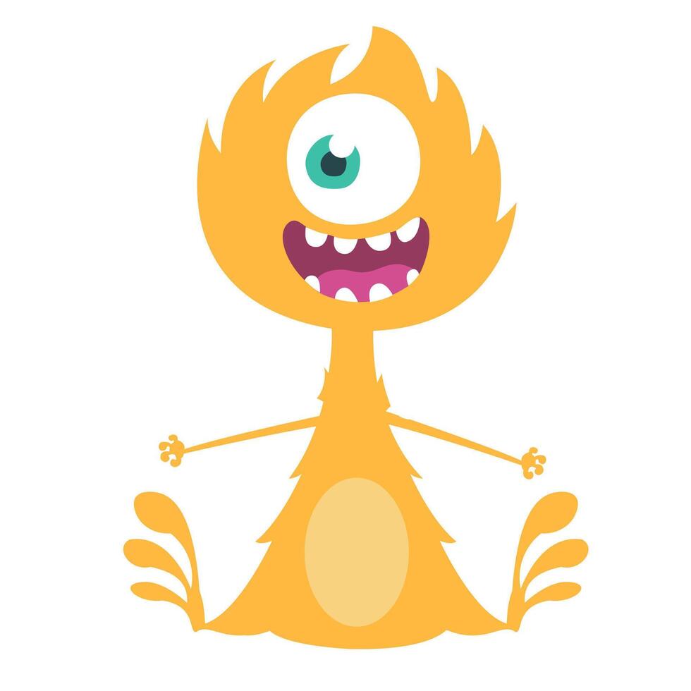Funny cartoon monster character. Illustration of cute and happy alien creature for Halloween vector