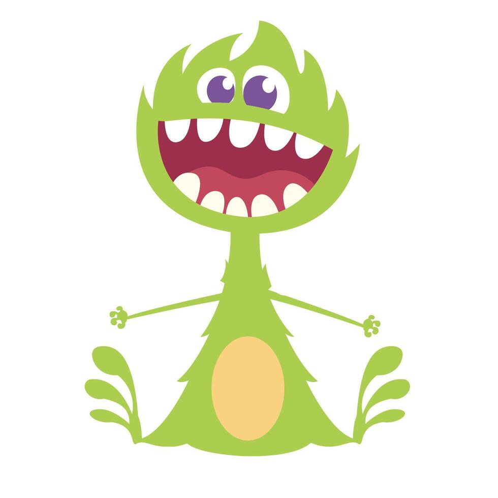 Funny cartoon monster character. Illustration of cute and happy alien creature for Halloween vector