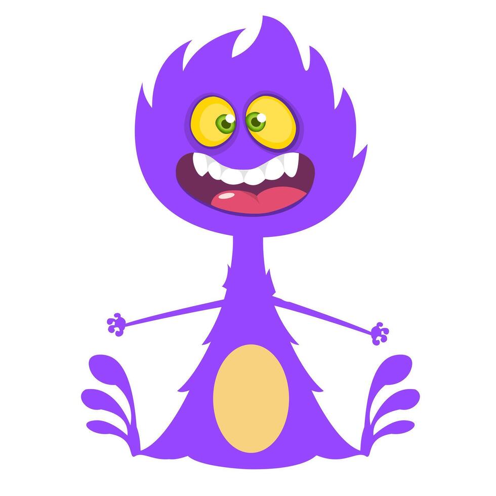 Funny cartoon monster character. Illustration of cute and happy alien creature for Halloween vector