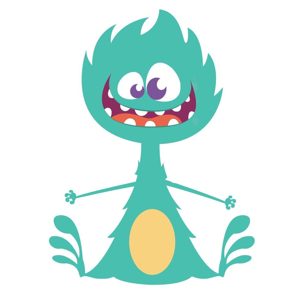 Funny cartoon monster character. Illustration of cute and happy alien creature for Halloween vector