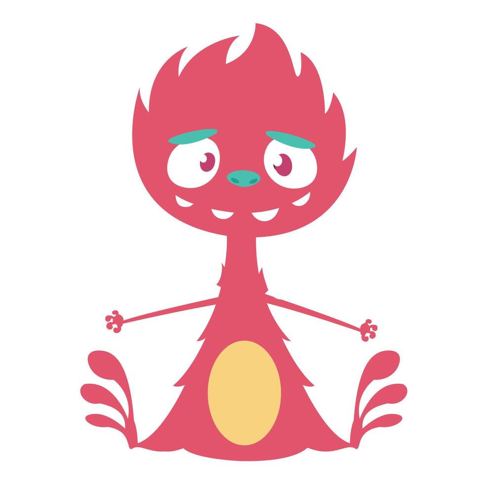 Funny cartoon monster character. Illustration of cute and happy alien creature for Halloween vector