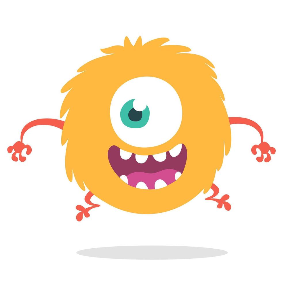 Funny cartoon monster character. Illustration of cute and happy alien creature for Halloween vector