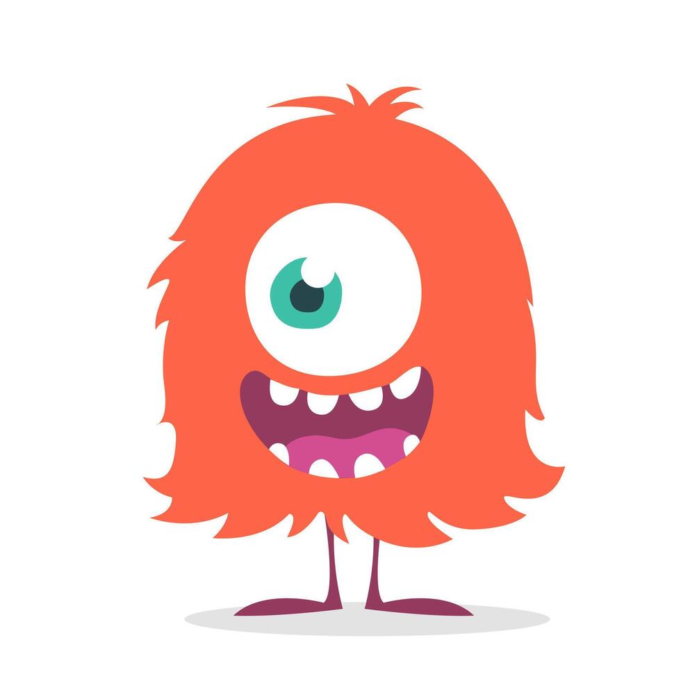 Funny cartoon monster character. Illustration of cute and happy alien creature for Halloween vector