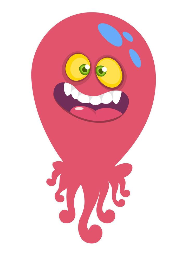 Funny cartoon monster character. Illustration of cute and happy alien creature for Halloween vector