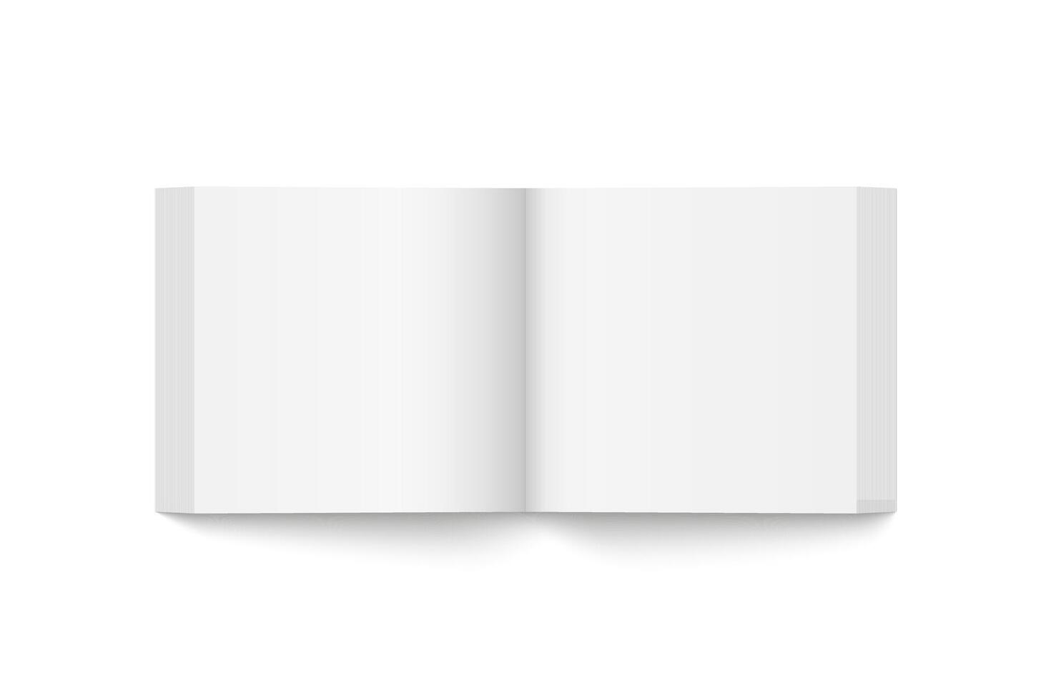 mockup of paperback square book spread with white cover isolated. Realistic book, brochure or booklet template opened on white background. 3d illustration. vector