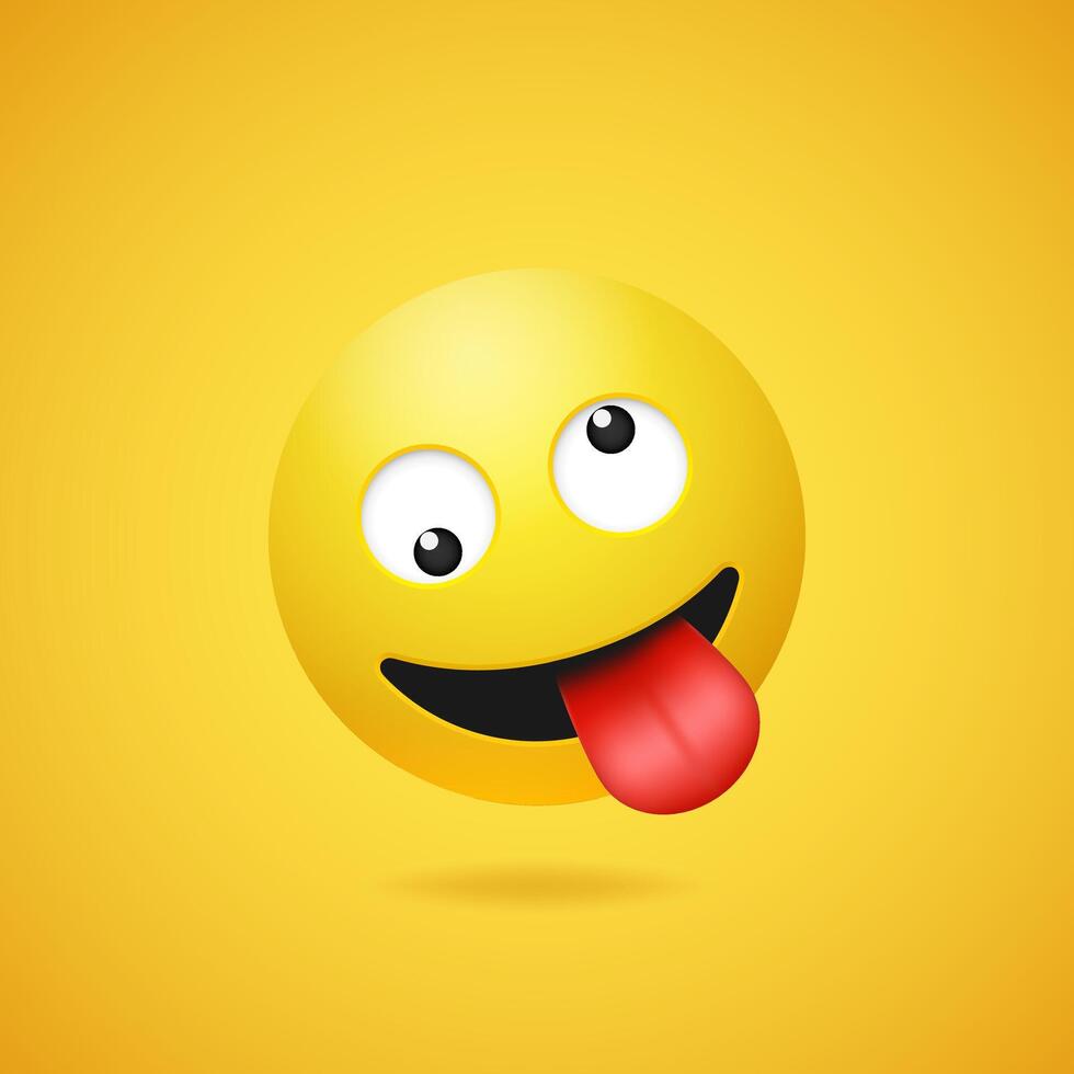 Happy smiling crazy emoticon with stuck out tongue vector