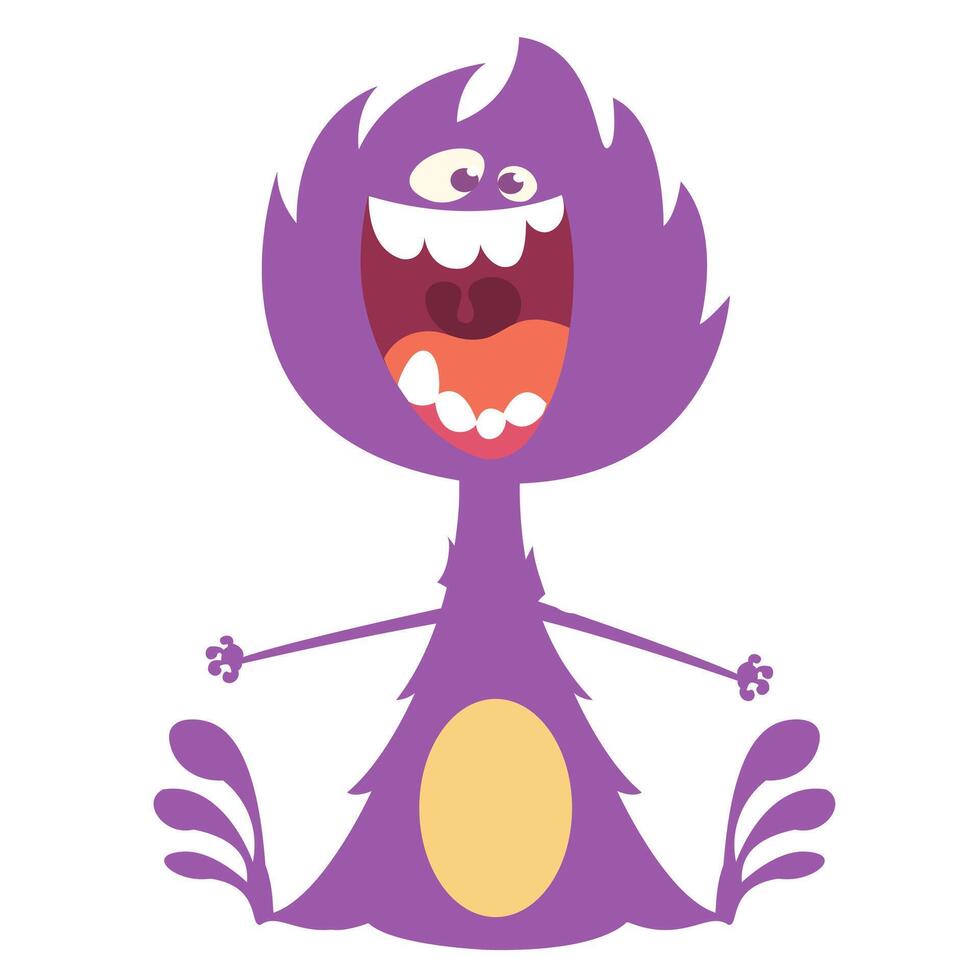 Funny cartoon monster character. Illustration of cute and happy alien creature for Halloween vector
