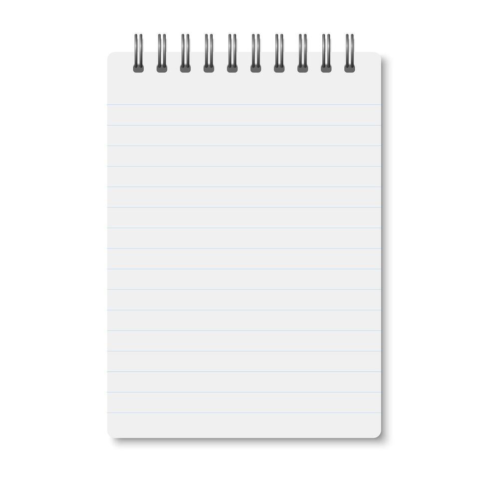 White realistic a6 notebook opened with shadows. vector