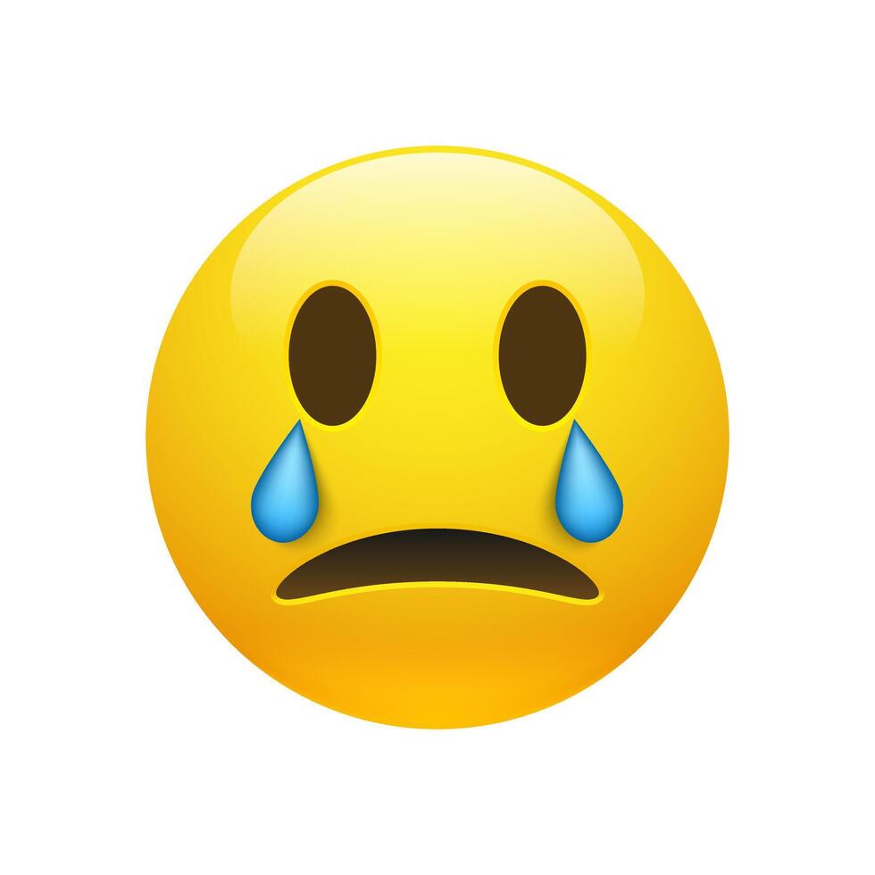yellow crying emoticon with opened eyes vector
