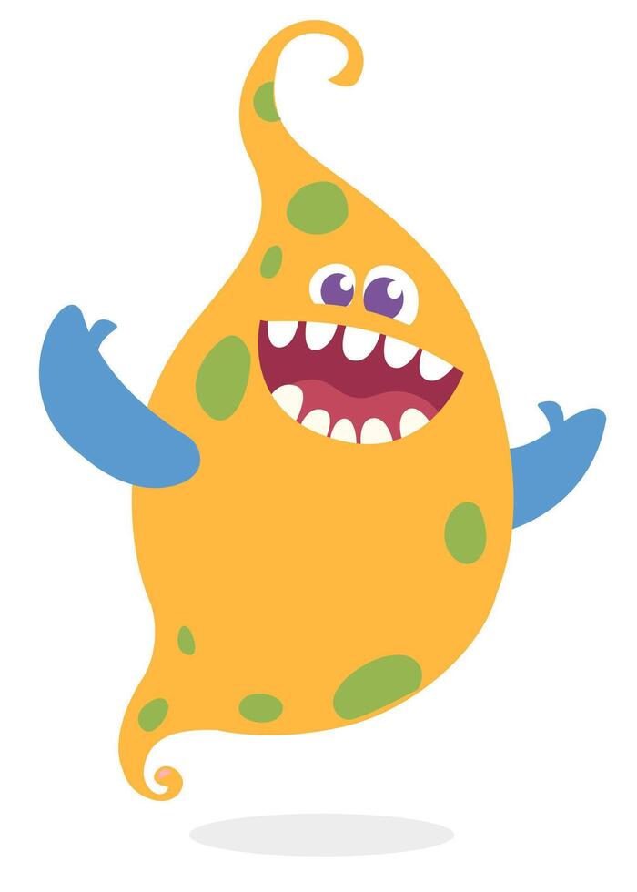 Funny cartoon monster character. Illustration of cute and happy alien creature for Halloween vector
