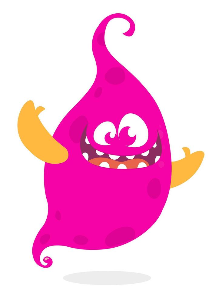 Funny cartoon monster character. Illustration of cute and happy alien creature for Halloween vector