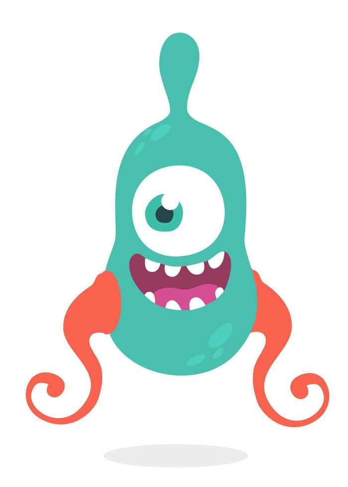Funny cartoon monster character. Illustration of cute and happy alien creature for Halloween vector