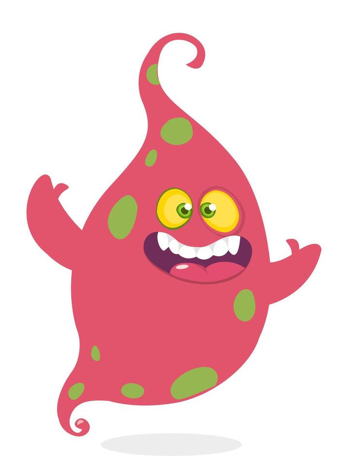 Funny cartoon monster character. Illustration of cute and happy alien creature for Halloween vector