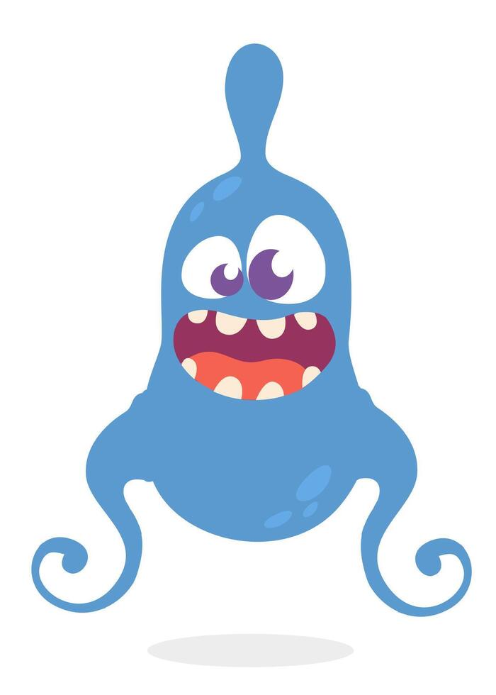 Funny cartoon monster character. Illustration of cute and happy alien creature for Halloween vector