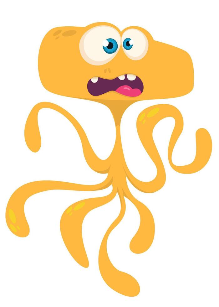 Funny cartoon monster character. Illustration of cute and happy alien creature for Halloween vector