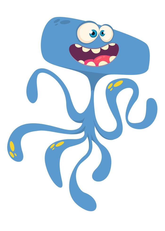 Funny cartoon monster character. Illustration of cute and happy alien creature for Halloween vector