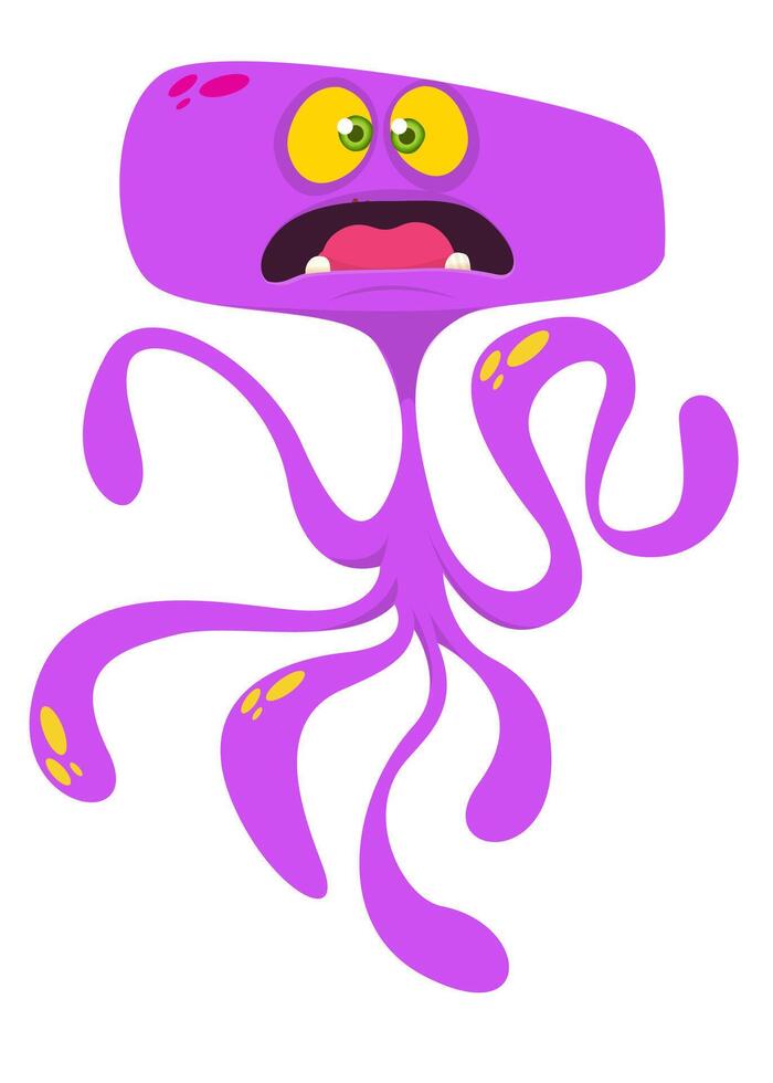 Funny cartoon monster character. Illustration of cute and happy alien creature for Halloween vector