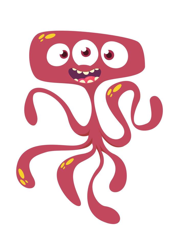 Funny cartoon monster character. Illustration of cute and happy alien creature for Halloween vector