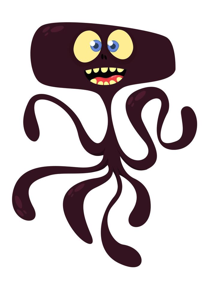 Funny cartoon monster character. Illustration of cute and happy alien creature for Halloween vector
