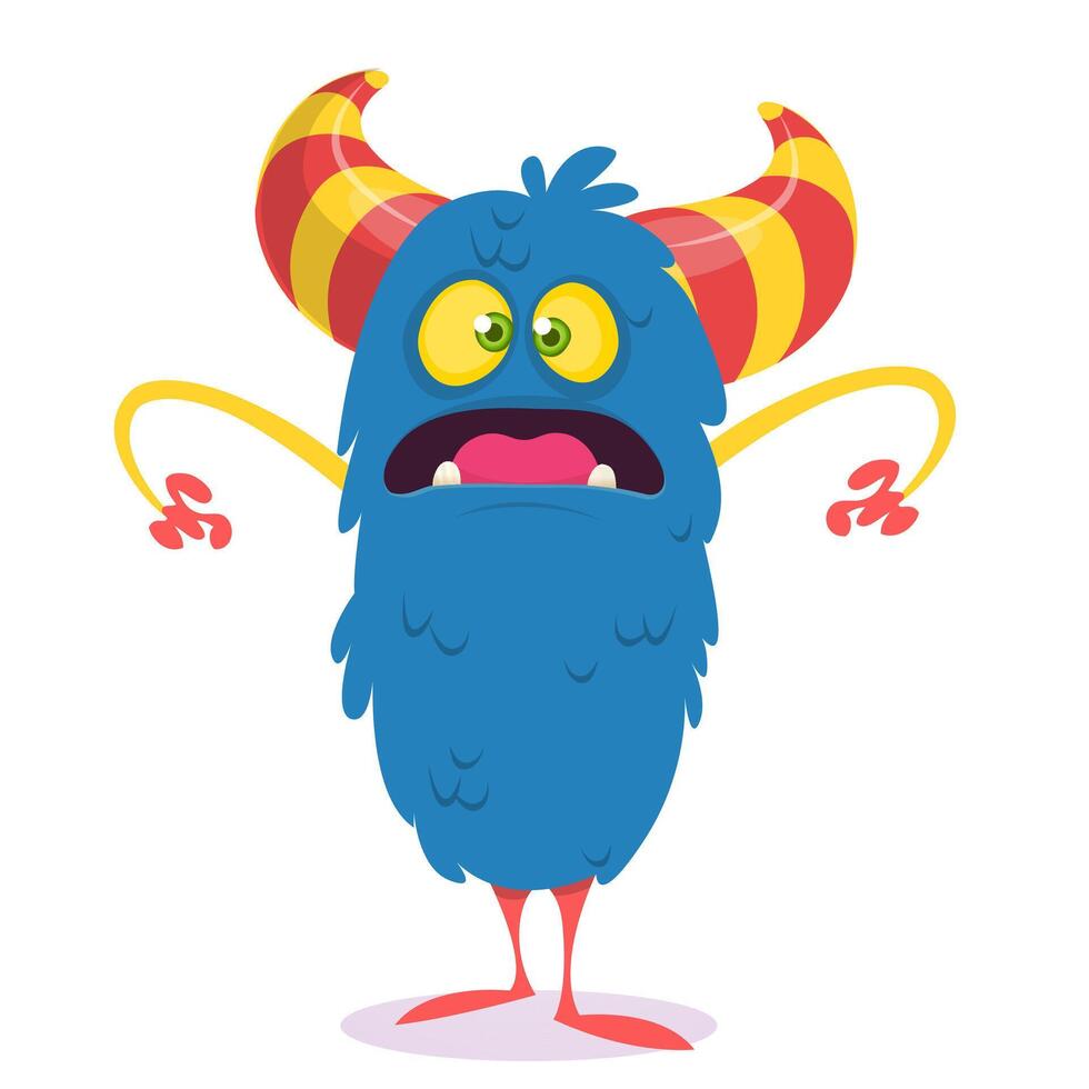 Funny cartoon monster character. Illustration of cute and happy alien creature for Halloween vector