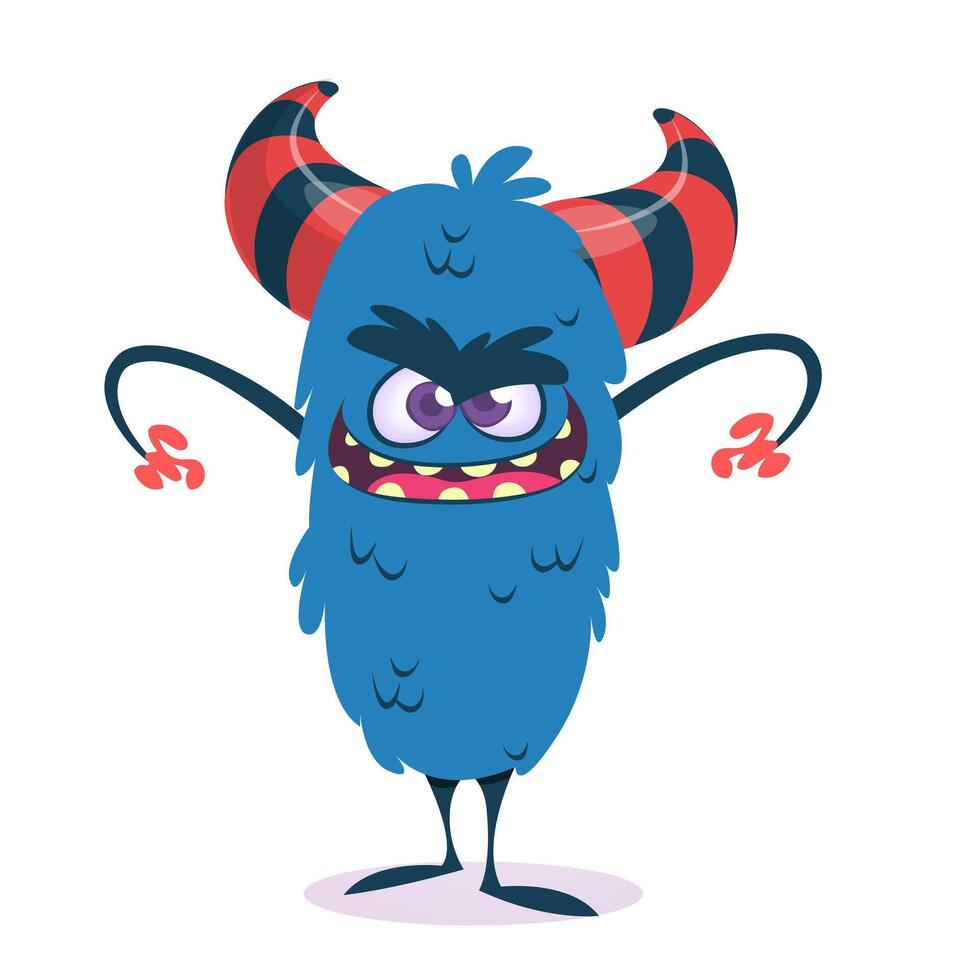 Funny cartoon monster character. Illustration of cute and happy alien creature for Halloween vector